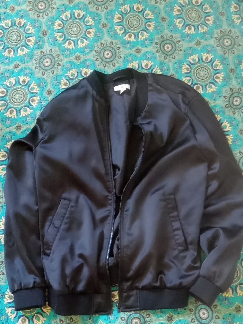 bp Black Satin Bomber Jacket